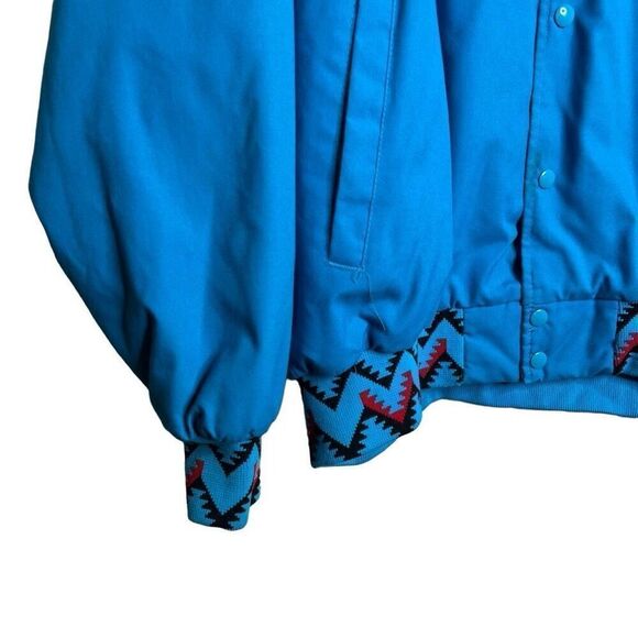 Vintage 90s West Ark Aztec Turquoise Bomber Jacket XXL - Picture 3 of 8